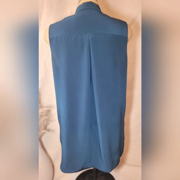 Vince Silk Teal Botton Down Tank - Picture 3 of 4
